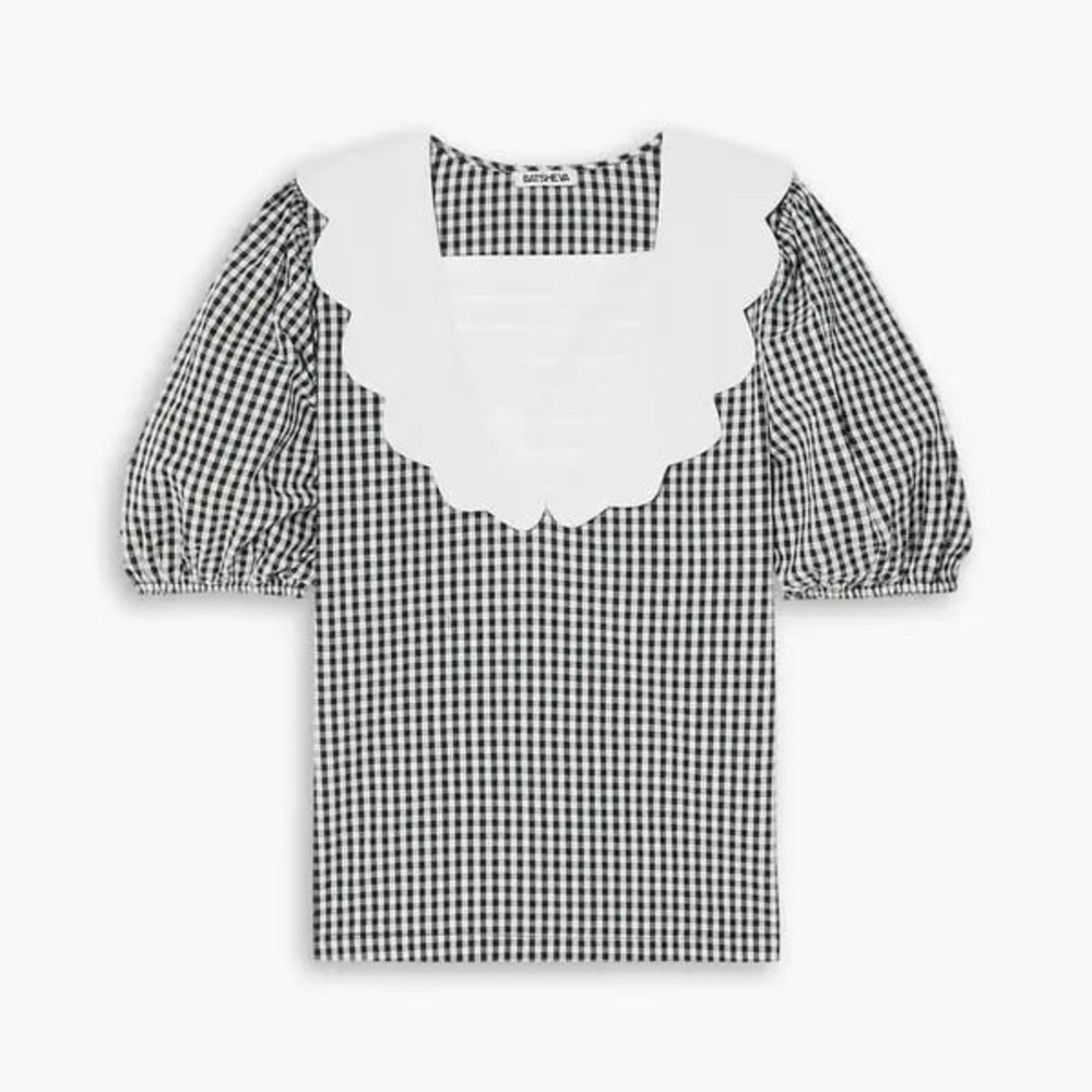 Batsheva Gingham Cotton Blouse - image 7